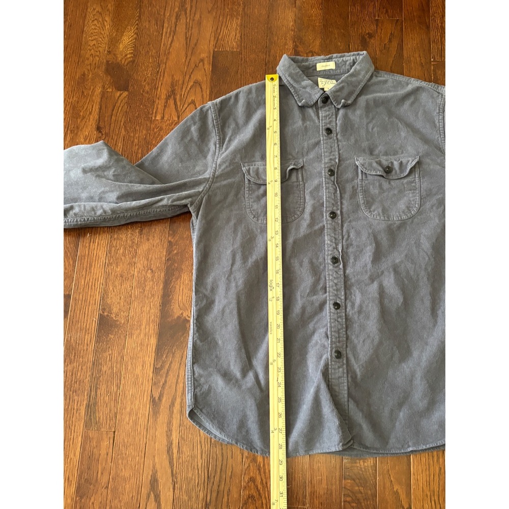 J.Crew Garment Dyed Corduroy Workshirt Men's Large Blue 2 Pocket AZ426 Heritage - Picture 4 of 8